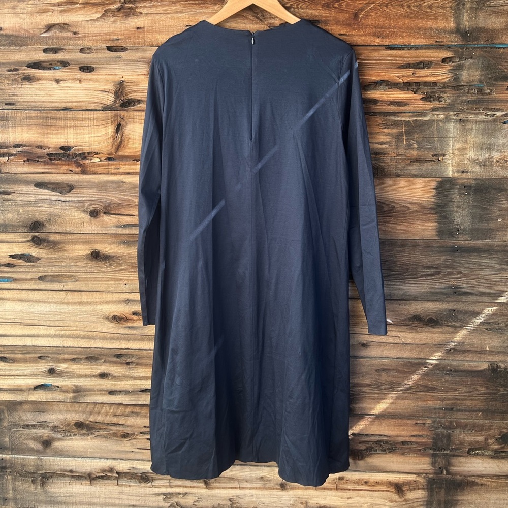 COS | Navy Crewneck Ruched Long Sleeve Dress L - Picture 7 of 7